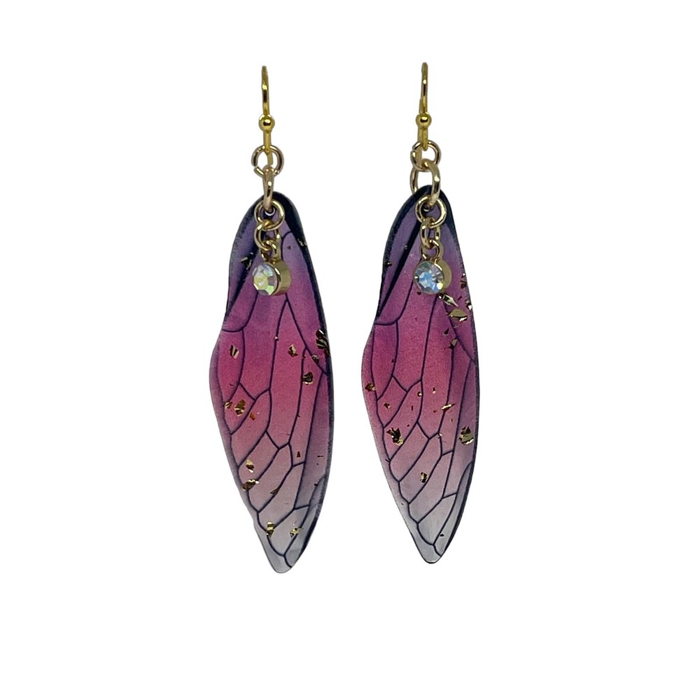 Pink & Purple Butterfly Wing Earrings - Hypoallergenic